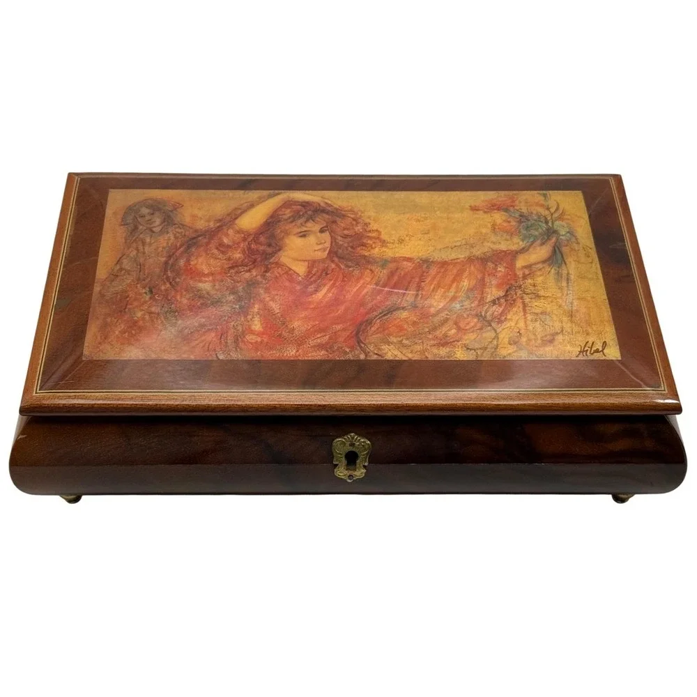 Reuge Swiss Musical Jewelry Box – Edna Hibel Art, La Bohème, With Key, Excellent